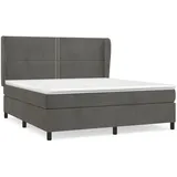 vidaXL Boxspringbett mit Matratze Dunkelgrau 180x200 cm Samt1372820