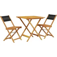 vidaXL 3-tlg. Bistro-Set Schwarz Polypropylen und Massivholz