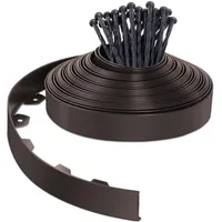 Flexible Rasenkante Beeteinfassungen Kunststoff, mit 40 Erdanker, Länge 20m Höhe 5cm, Braun - Vounot