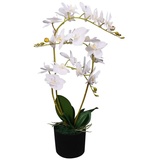 vidaXL Künstliche Orchidee mit Topf 65 cm Weiß
