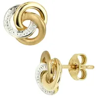 Jobo Ohrstecker Knoten Gelbgold 585 2 Diamanten