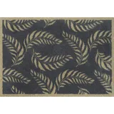 Wash+Dry FUßMATTE Leaf Scroll, Schwarz, Textil, Blätter, rechteckig, 60x85 cm Oeko-Tex® Standard 100, schmutzabweisend, für Fußbodenheizung geeignet, rutschhemmend, pflegeleicht, Teppiche , Böden, Fuß , Stufenmatten, Fußmatten