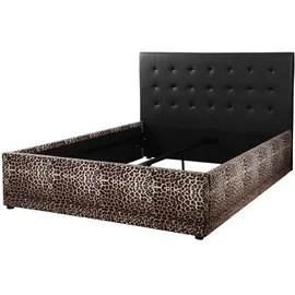 otto home Polsterbett OTTO HOME "Hamar-Leo, OTTO's Choice, Leopardenbett, Kunstleder mit Veloursstoff", schwarz (schwarz, leopard, schwarz, leopard), B:149cm H:105cm L:217cm, Kunstleder 100% Polyurethan; Veloursstoff 100% Polyester, Betten, Polsterbett, hohe
