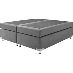 Boxspringbett "Holland", grau, B:162cm L:201cm, Microvelours (100% Polyester), WESTFALIA SCHLAFKOMFORT, Komplettbetten, Boxspringbett, ohne Kopfteil, frei im Raum stellbar