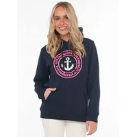 Zwillingsherz Kapuzensweatshirt, mit neonfarbenen Stickereien und Pailettenanker Zwillingsherz navy