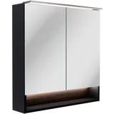 Fackelmann LED-Spiegelschrank B.Paris 70 x 71,8 cm Schwarz Matt-Rigoletto Eiche