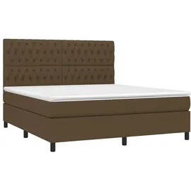 vidaXL Boxspringbett mit Matratze & LED Dunkelbraun 180x200 cm Stoff