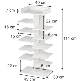 Vicco Schuhschrank Stepy 45 x 114 cm mit 10 Fächern / weiß