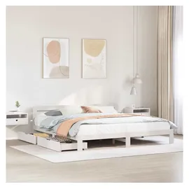 vidaXL Bett, Bett ohne Matratze Weiß 180x200 cm Kiefernholz