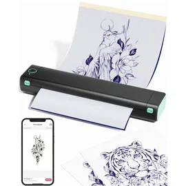 Phomemo M08F Tattoo Drucker Tattoo Stencil Drucker Transfer Maschine Professionelle Thermodrucker Kopierer Kompatibel mit Smartphone und PC mit 10pcs Transferpapier