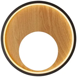 Wandleuchte Wandlampe Wohnzimmerleuchte LED Holzoptik natur schwarz rund opal