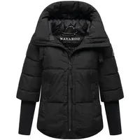 Navahoo Steppjacke Lotusherz XIV Warme gesteppte Winterjacke mit Rippstrickärmeln schwarz L (40)