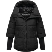 Navahoo Steppjacke Lotusherz XIV Warme gesteppte Winterjacke mit Rippstrickärmeln schwarz L (40)