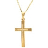 HOPLO Kreuzanhänger Anhänger Kreuz mit massiver Goldkette 1,1 mm 333-8 Karat Gold, Made in Germany 40 cm