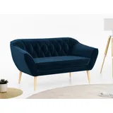 mks möbel Sofa PIRS-2 Sitzer, Set, Sofa 2-sitzer, T30-Schaum, Skandinavischer Stil, Gesteppte Polsterung, Holzbeine blau