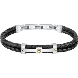 Maserati Armband Edelstahl, Leder, recycelt schwarz Herren 