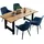 SalesFever Essgruppe "Esszimmerausstattung aus Holz und Metall", blau (natur, blau, schwarz, blau, schwarz), Samt, 180,90, Massivholz, Metall, Polyester, Sitzmöbel-Sets, Essgruppe