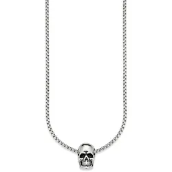 Kette mit Anhänger BRUNO BANANI "Schmuck Geschenk, Halskette Scull Totenkopf, Venezianerkette", silber (edelstahlfarben), Halsketten, Herren, Edelstahl, L: 55cm B: 3mm, B:3mm
