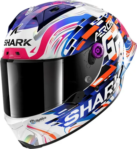 Shark Aeron-GP Zarco GP de France, casque intégral - Blanc/Mauve/Bleu - S