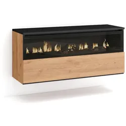 SKRAUT HOME Elektrokamin LED, Realistischer Flammeneffekt, 102x45x35cm, 1 Öffnung, 1 Tür, Elektrokamin, Hängend, Farbe Eiche und schwarz - 80_4