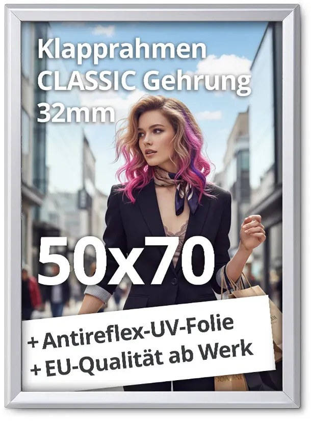 Klapprahmen Plakatrahmen 50x70cm 32mm Rahmen Alu Klapprahmen für Fenster