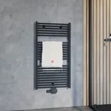 Badheizkörper Turbo 1135 x 600 mm 600 W schwarz matt Mittelventil