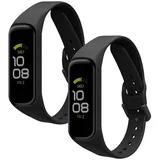 kwmobile 2x Uhrenarmband für Samsung Galaxy Fit 2 Armband - Fitnesstracker Band Set aus TPU Silikon - Ersatzarmband Smartwatch - Schwarz Schwarz