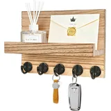 Holz Schlüsselbrett mit Ablage 5 Haken Wanddekor für Flur Schlafzimmer Wohnzimme