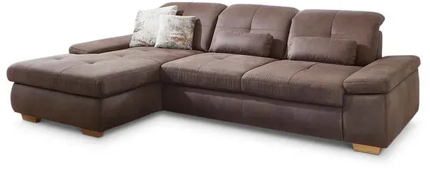 ComfortPlan Ecksofa Akira Mikrofaser Braun Nougat