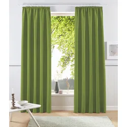 Vorhang MY HOME "Raja" Gr. 4, grün, B:140cm H:245cm, Polyester, Recyceltes Material, Gardinen, 2er-Set, Bestseller, einfarbig, modern, pflegeleicht, Mikrofaser