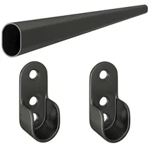 MS Beschläge Kleiderstange 1,00 Meter Schwarz