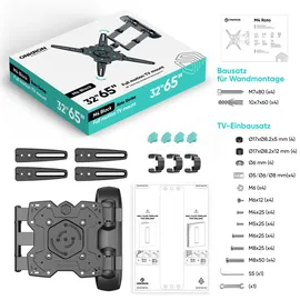 ONKRON drehbare TV-Wandhalterung für 32–65 Zoll (bis 41 kg, schwarz M4R