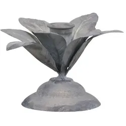 Chic Antique Kerzenständer mit Blüte, H9 x Ø12 cm, antique zink