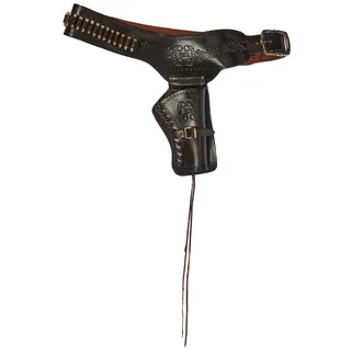Denix Holster Pistolengurt aus Leder inkl. 24 Kugeln f. 1 Colt