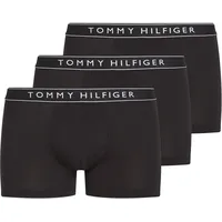 Tommy Hilfiger Trunk "3P TRUNK DTM", Herren, Gr. L (52), 3 Stk., schwarz (blk, blk, blk), Jersey, Obermaterial: 95% Baumwolle, 5% Elasthan, TOMMY HILFIGER UNDERWEAR, unifarben, körpernah, Unterhosen, mit Logobund