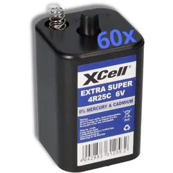 60x XCell 4R25 6V 9500mAh Blockbatterie, für Blinklampen, Baustellenlampen
