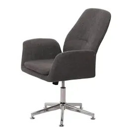 Mendler Konferenzstuhl HWC-K23, Besucherstuhl Stuhl Polsterstuhl drehbar mit Armlehne höhenverstellbar Stoff/Textil ~ dunkelgrau