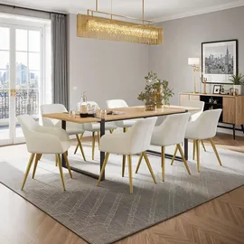 Tectake Esszimmerstuhl Marilyn gepolstert creme/gold
