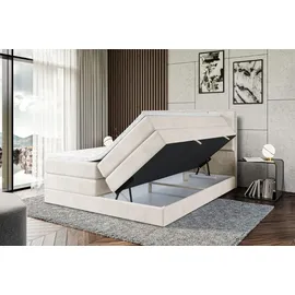 altdecor Boxspringbett mit Matratze, Topper, Polsterbett mit, Bettkasten NOVA KING | Beige Casablanca | 140x200