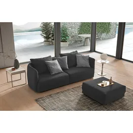 Designwerk Big-Sofa "New York, anmutendes Designsofa", schwarz (charcoal), B:253cm T:100cm, 100% Polyester, Sofas, Big-Sofa, mit schmaler Arm- & Rückenlehne