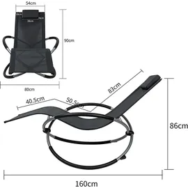 MuCoLa Schaukelliege 160 x 80 x 90 cm anthrazit klappbar