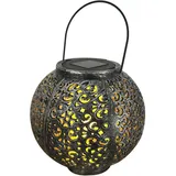 expo-bˆrse Kynast LED Solar Laterne Kugelleuchte Gartenlaterne 18 X 17 cm rund Metall Optik mit Henkel