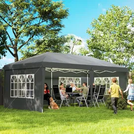 Homcom Faltpavillon 5,85 x 2,95 m inkl. 4 Seitenteile Grau