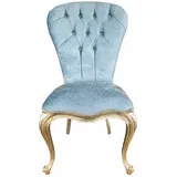 Casa Padrino Luxus Barock Esszimmerstuhl Hellblau / Gold - Handgefertigter Massivholz Stuhl - Barockstil Küchenstuhl - Barock Esszimmer Möbel