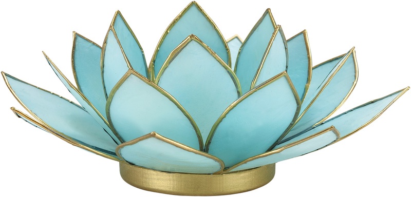 Teelichthalter "Lotus" Aus Capiz, (Farbe: Türkis)