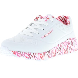 SKECHERS Mädchen Uno Lite Lovely Luv Sneaker, White Synthetic Red Pink Trim, 31