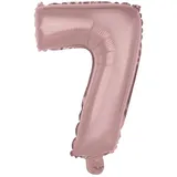 Homéa, Luftballon Zahl 7, Metallise, aus Aluminium, mit Strohhalm, Höhe 40 cm, Roségold