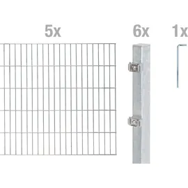 GAH Alberts Alberts Komplettset Doppelstabmattenzaun Feuerverzinkt, 2 m Matten, Höhe 200 cm, Länge 10 m