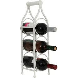 BISCOTTINI INTERNATIONAL ART TRADING BISCOTTINI Weinflaschenhalter 46 x 13 cm – Schmiedeeiserner Tischflaschenhalter – Küchen-Weinregal – Thekendisplay – Weinkeller Weiß