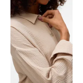 Vero Moda Hemdbluse "VMNATALI", Damen, Gr. XL, beige (silber lining), Web, Obermaterial: 100% Baumwolle, unifarben, loose fit, Blusen Hemdbluse